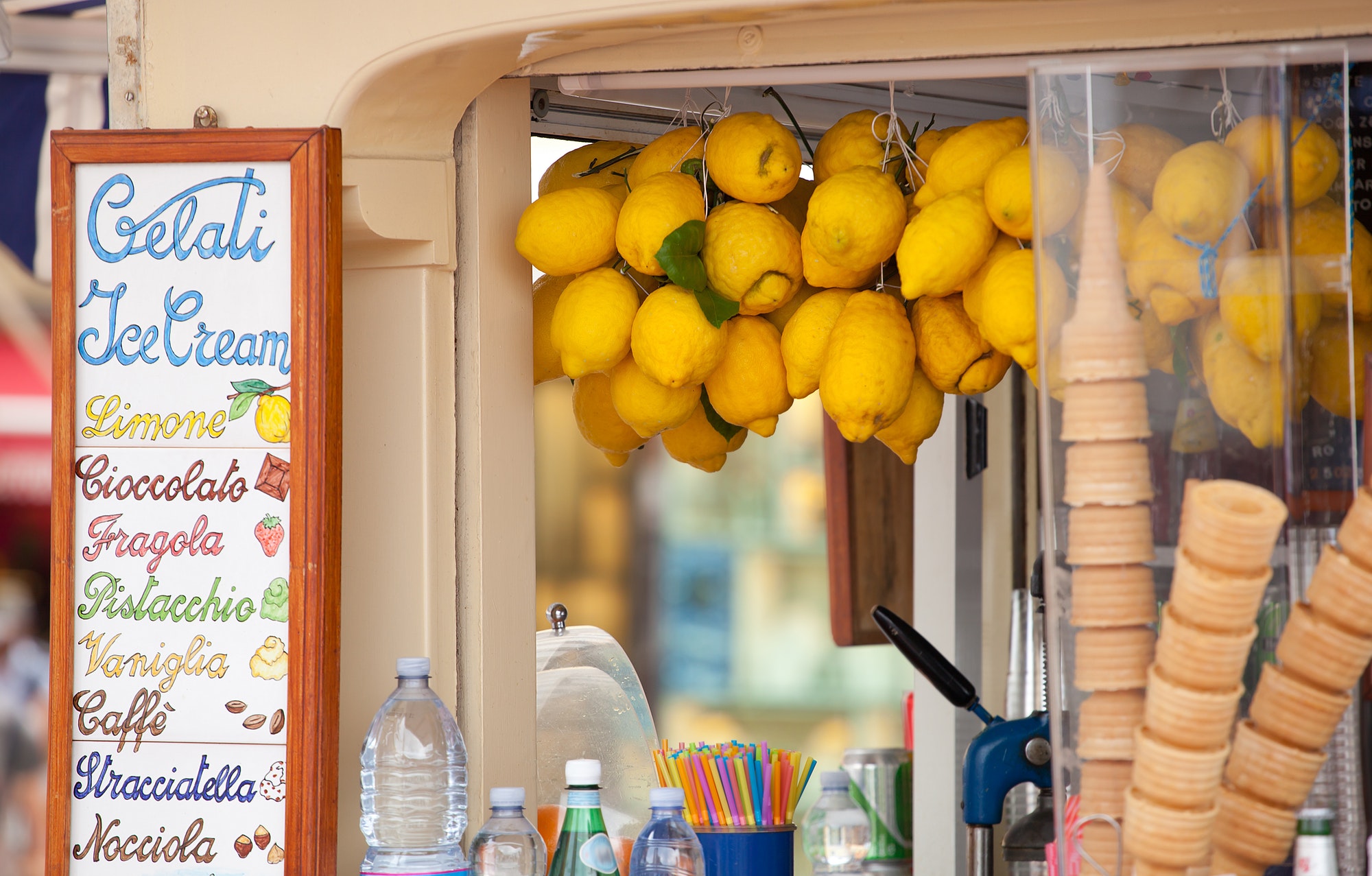 Lemon ice cream kiosk in Capri