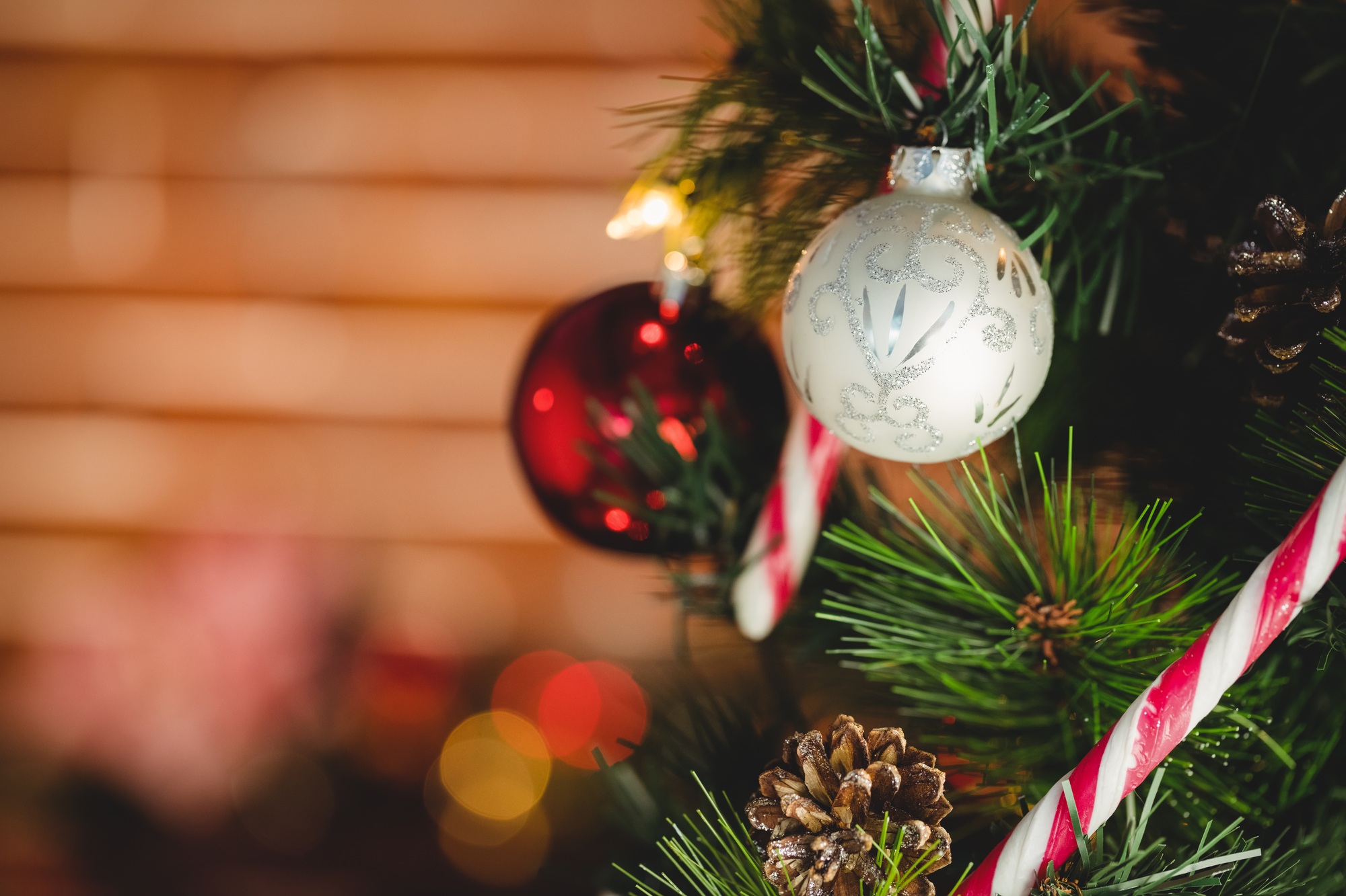Decorations on christmas tree